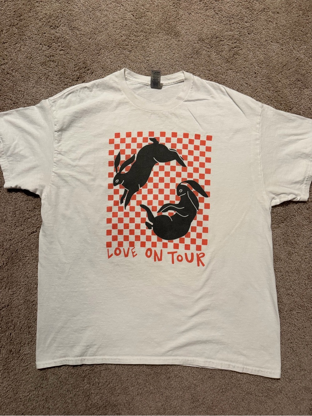 Harry Styles Love on Tour Tshirt White Tee with Black Rabbit Graphic